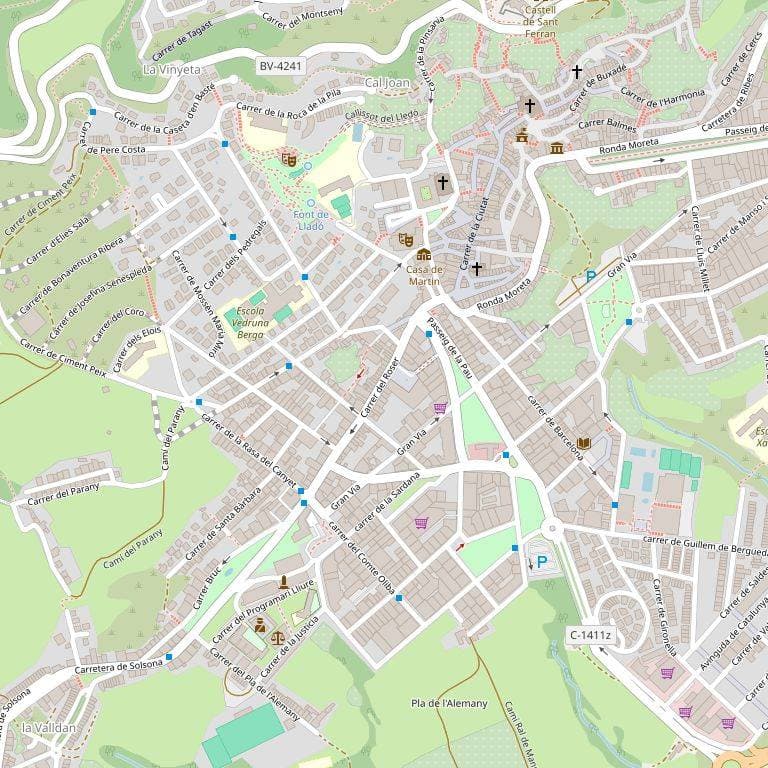 URBANA.- Solar, situat a Berga, al carrer Mossèn Espel, sense número, de superfície de VUIT-CENTS VINT METRES QUADRATS. LIMITA: al front, part amb el carrer Mossèn Espel i part amb la finca dels germans Serra Marceló i part amb finca de Carme Canal C - Imagen 1