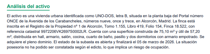 Análisis detallado: datos registrales, descripción del inmueble, superficie y distribución